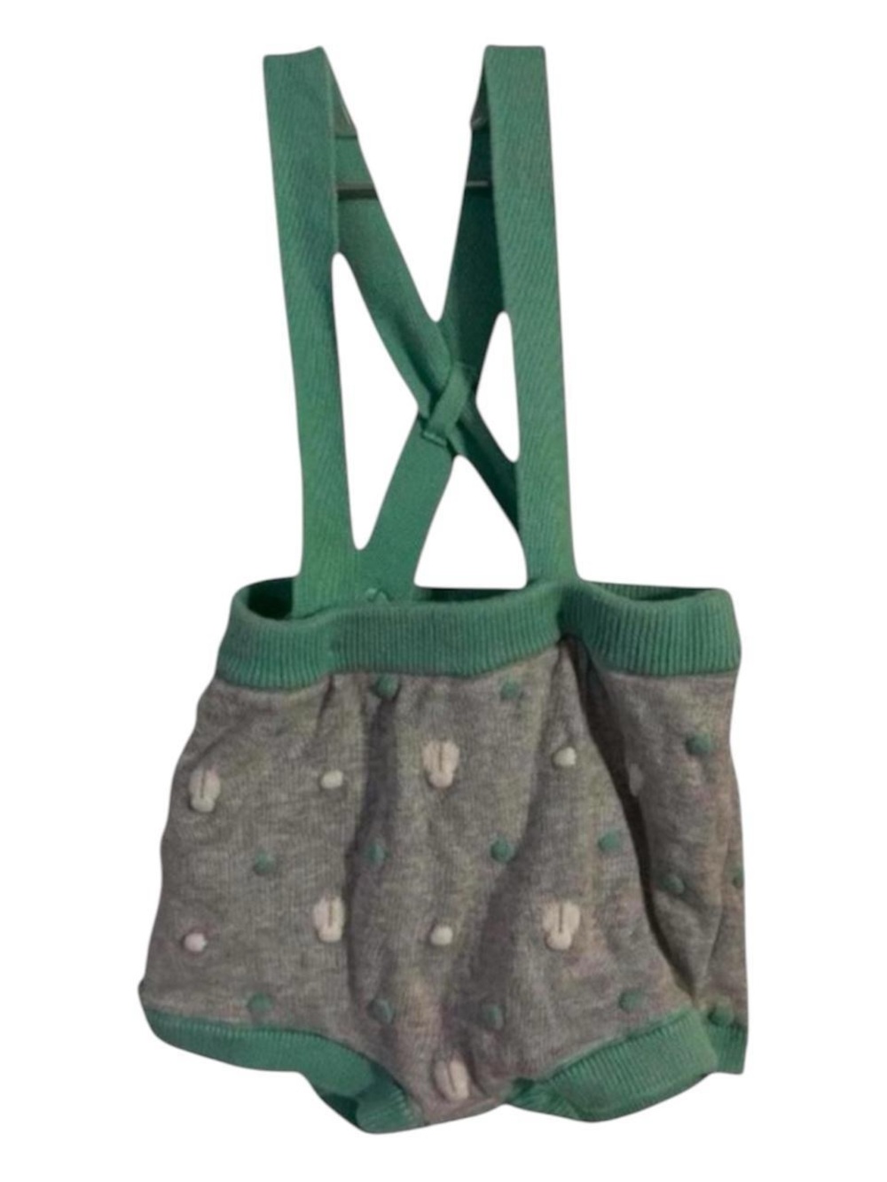 Cat & Jack Gray Romper with Green Suspenders 💚